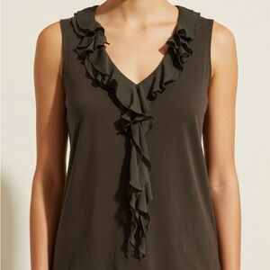 Jones New York Ruffled Sleeveless Top Brown 1X Woman’s